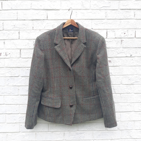 Vintage Lizsport Blazer Wool Tweed Plaid size 14 - Picture 1 of 9